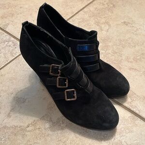 Tory Burch Black Ankle Boots with Buckle Detail
